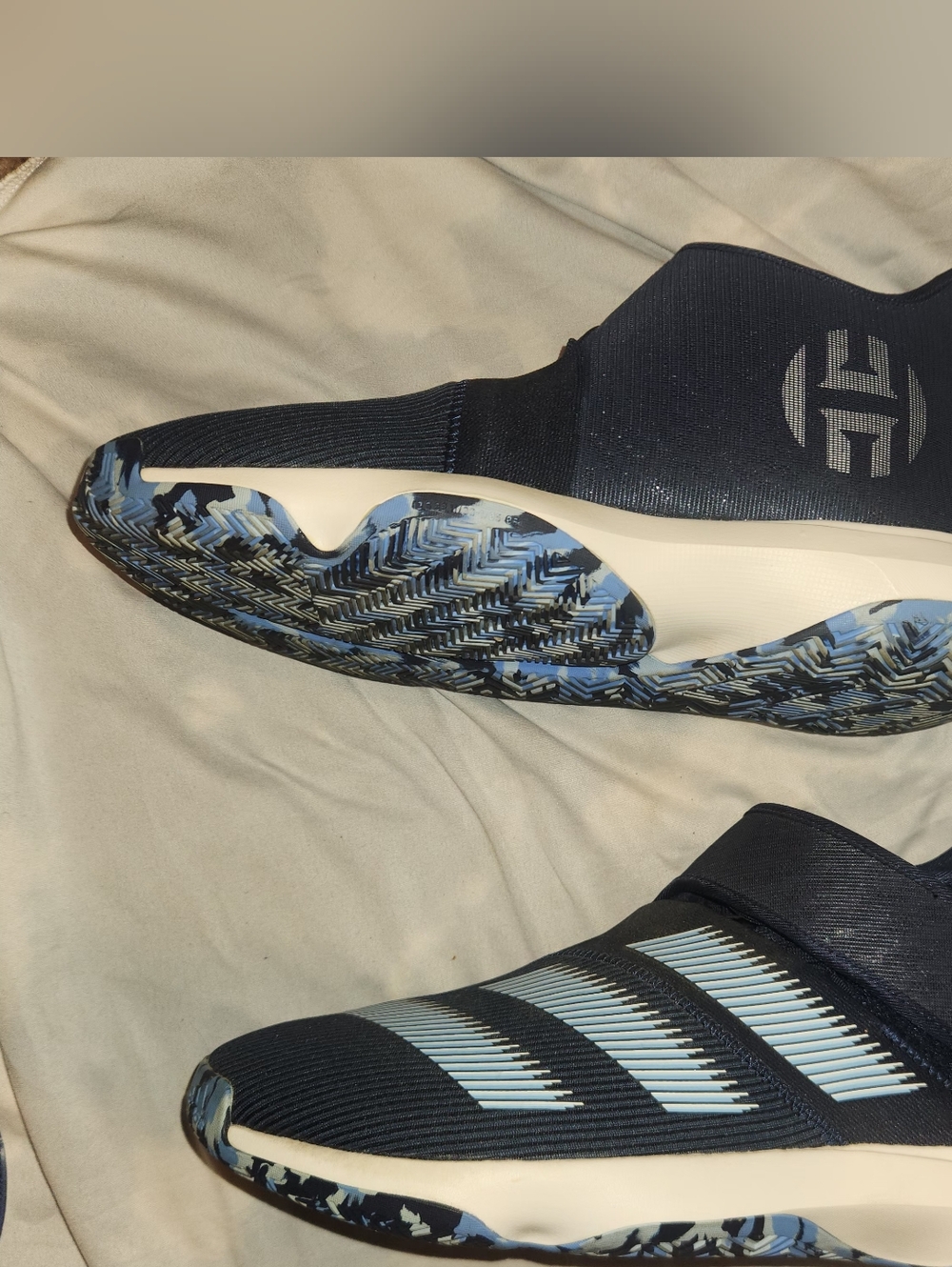 Adidas Navy Slip-On Trainers with Light Blue Accents size 11.5